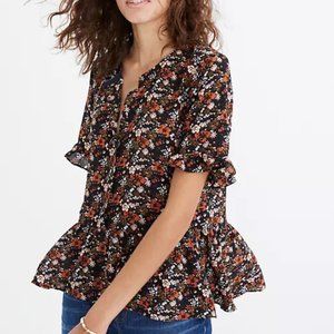 Madewell Silk Studio Ruffle-Hem Top